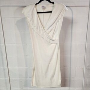 Vintage 80's Avon Fashions Dress White Faux Wrap Fringe Detail Party Cocktail